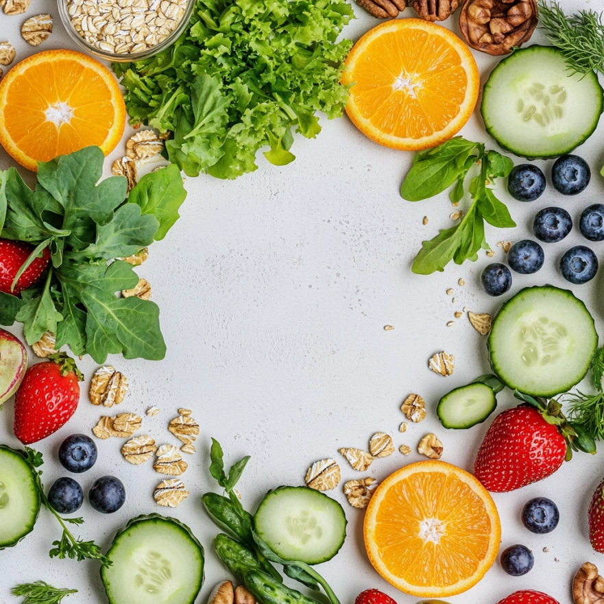 Кругова композиція зі свіжих фруктів та ягід для здорового харчування